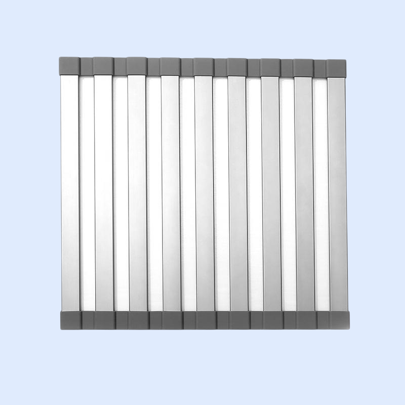 ราวตากจานซิลิโคนสำหรับซิงค์น้ำ แบบพับได้ โครงอะลูมิเนียมอัลลอยด์