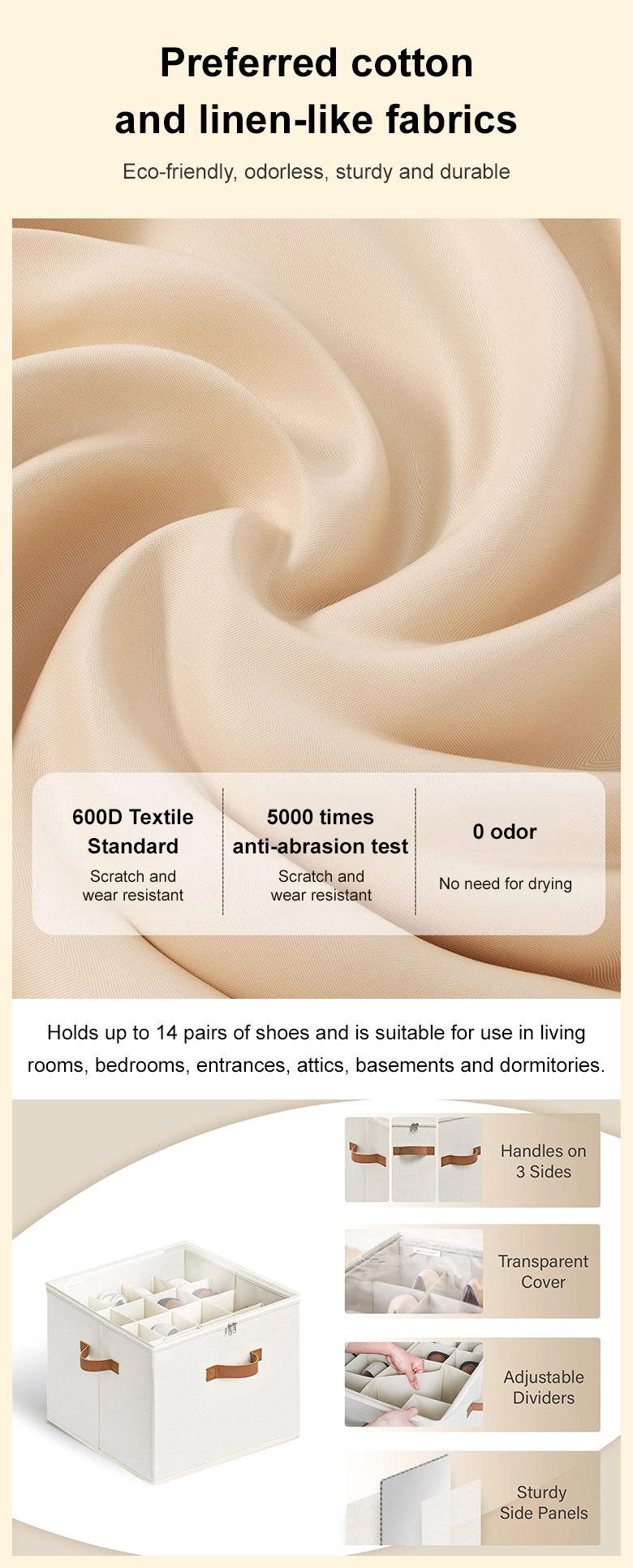 Multi-compartment collapsible dust organizer in living room