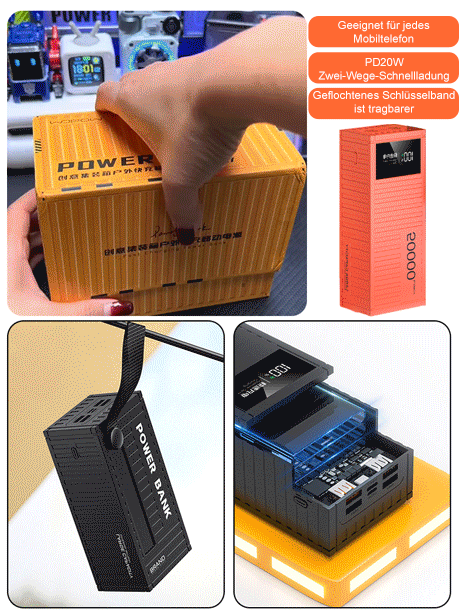 【20000mAh Container】Neue 66W Super-Schnelllade-Powerbank