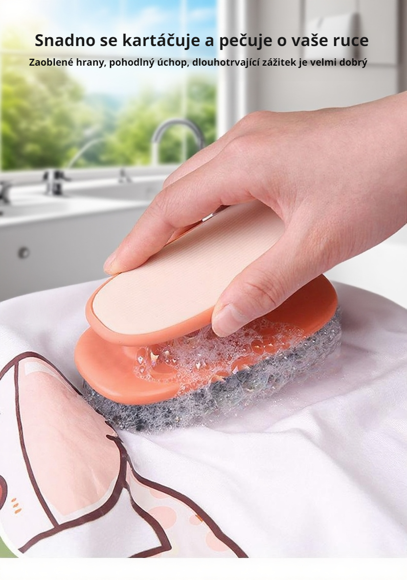 Detailní pohled na čistící kartáč s ergonomickou rukojetí