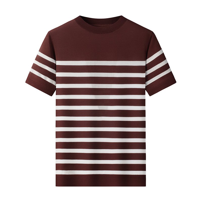 스트라이프 반소매 니트 남성용