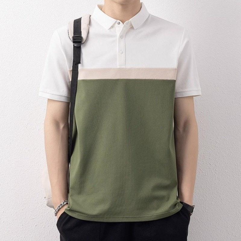 남자 여름 루즈핏 반팔 지퍼 칼라 캐주얼 반팔 여름 루즈핏 반팔 블라우스
