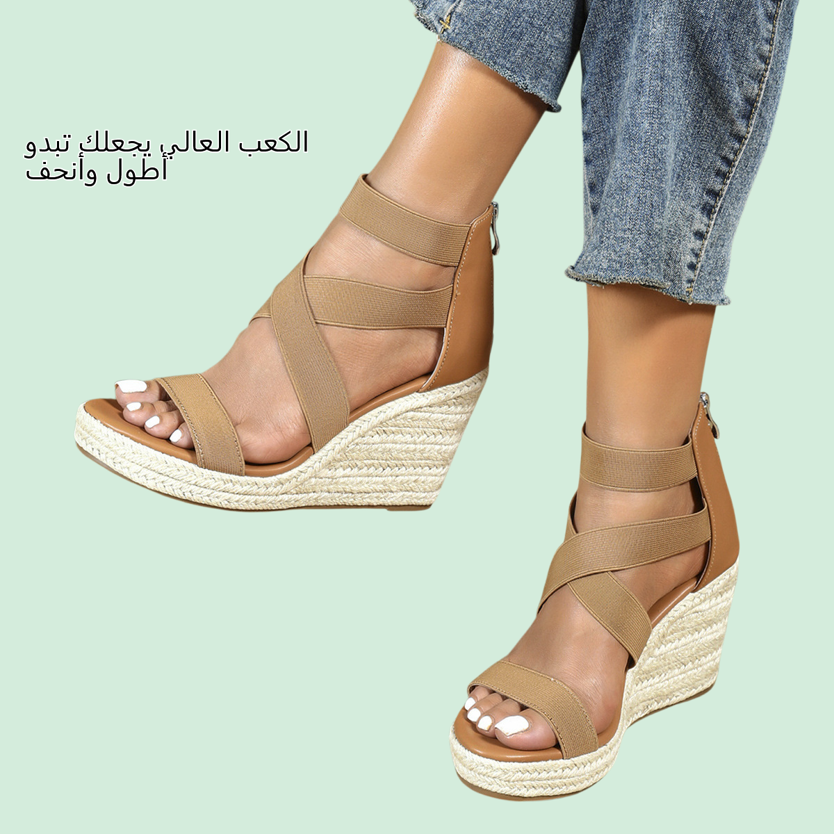 صنادل صيفية أوروبية وأمريكية بكعب إسفيني وإبزيم