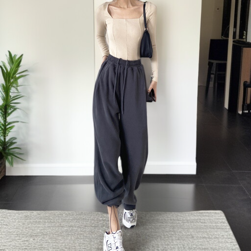 ルーズフィット・スウェットパンツ スポーツパンツ 眠る 惜しげもなく ツイード プラス