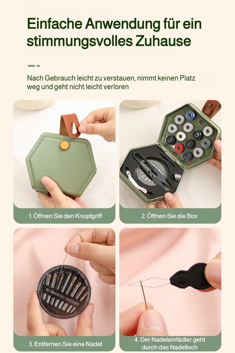 Haushaltsnähkasten mit verschiedenen Garnfarben