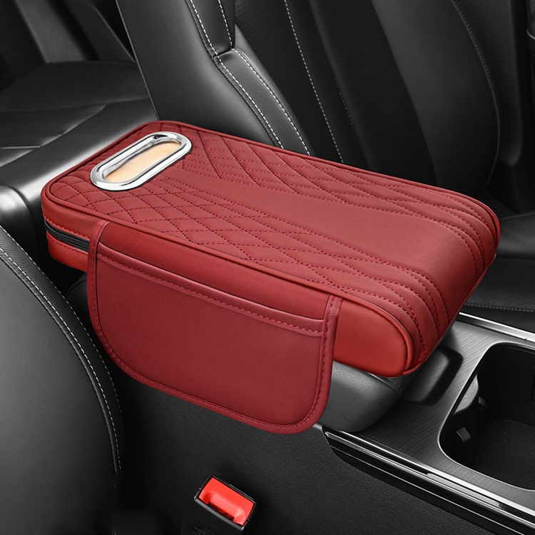 Three in one multifunctional leather car armrest box