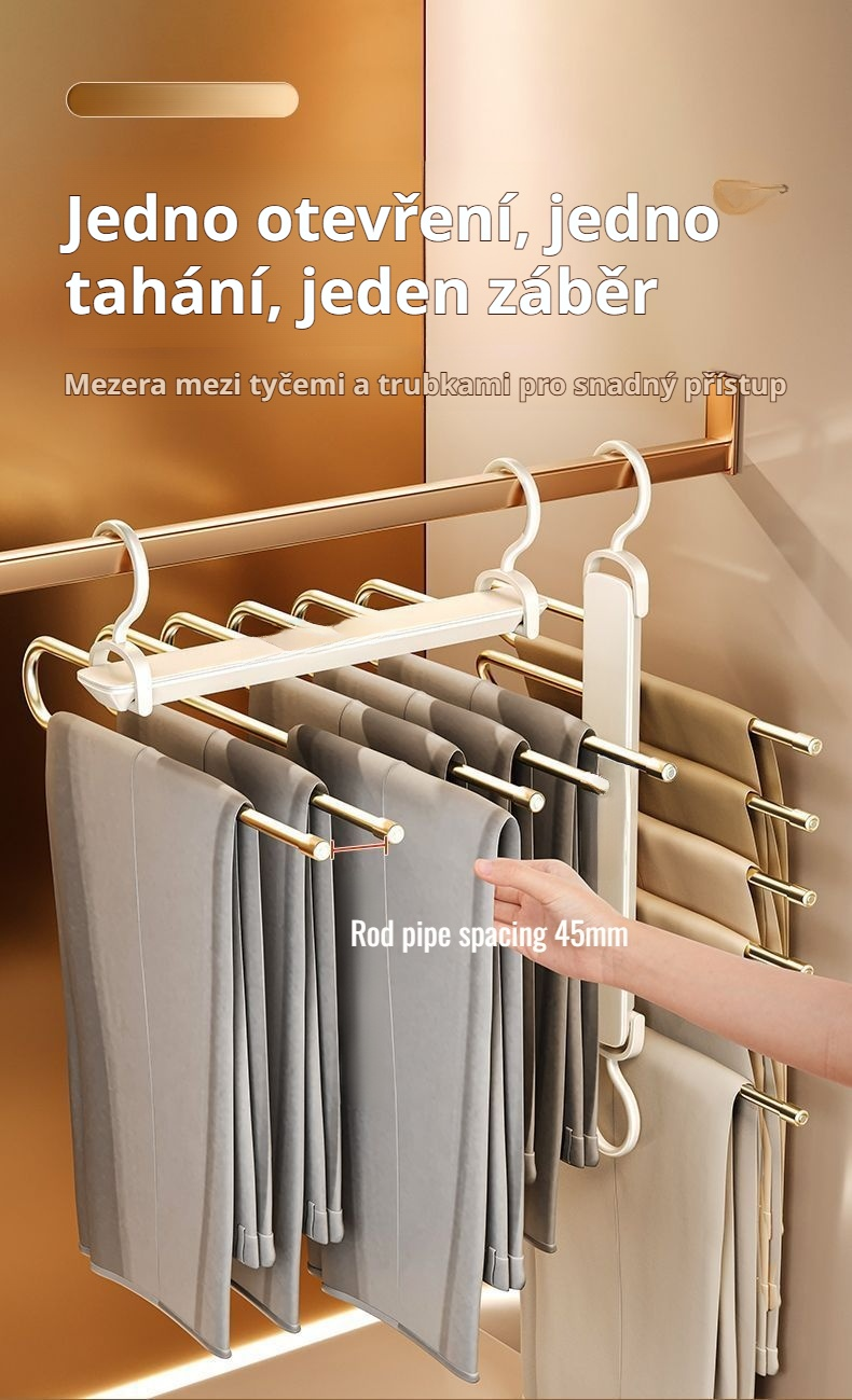 Praktický vícevrstvý věšák na kalhoty pro domácnost