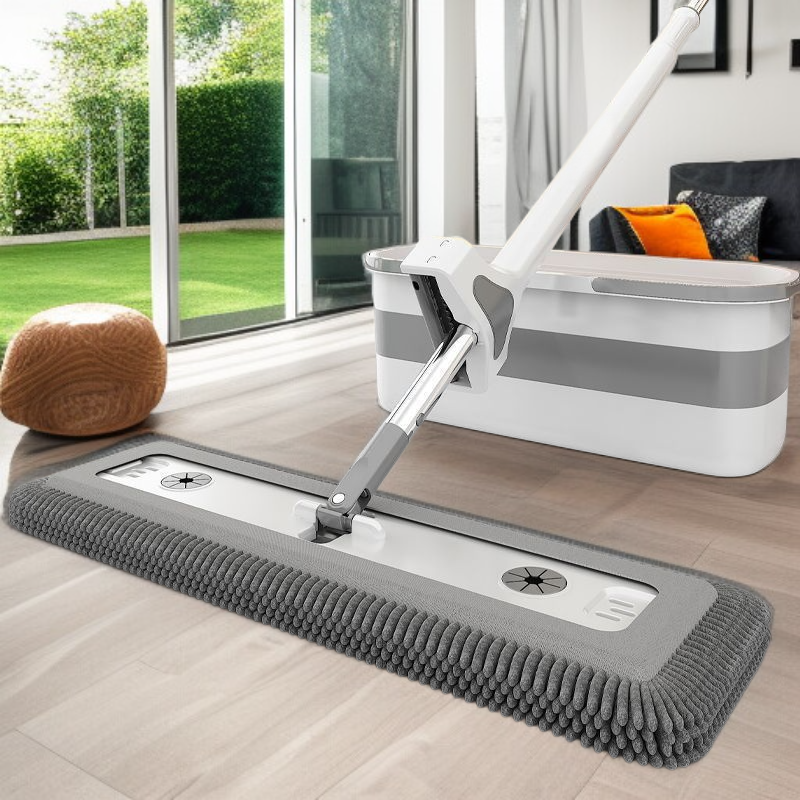 가정용 플랫 밀대 건습 겸용 원터치 셰닐 리필 손세탁 우드 플로어 밀대