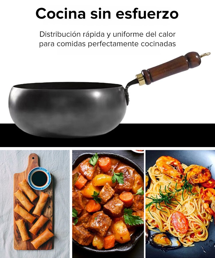 【Sartén saludable sin recubrimiento】 Sartén de hierro puro, perfecta para aumentar el hierro