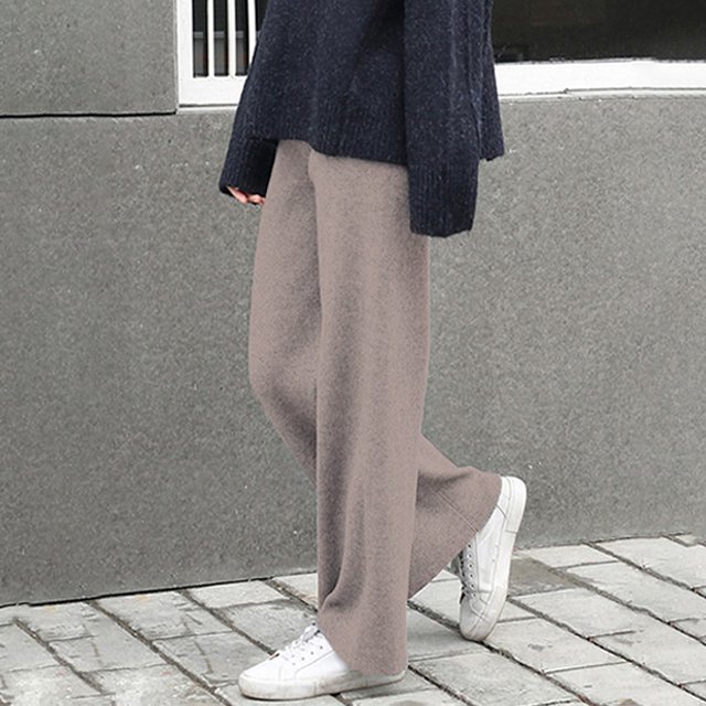 니트 와이드 레그 팬츠