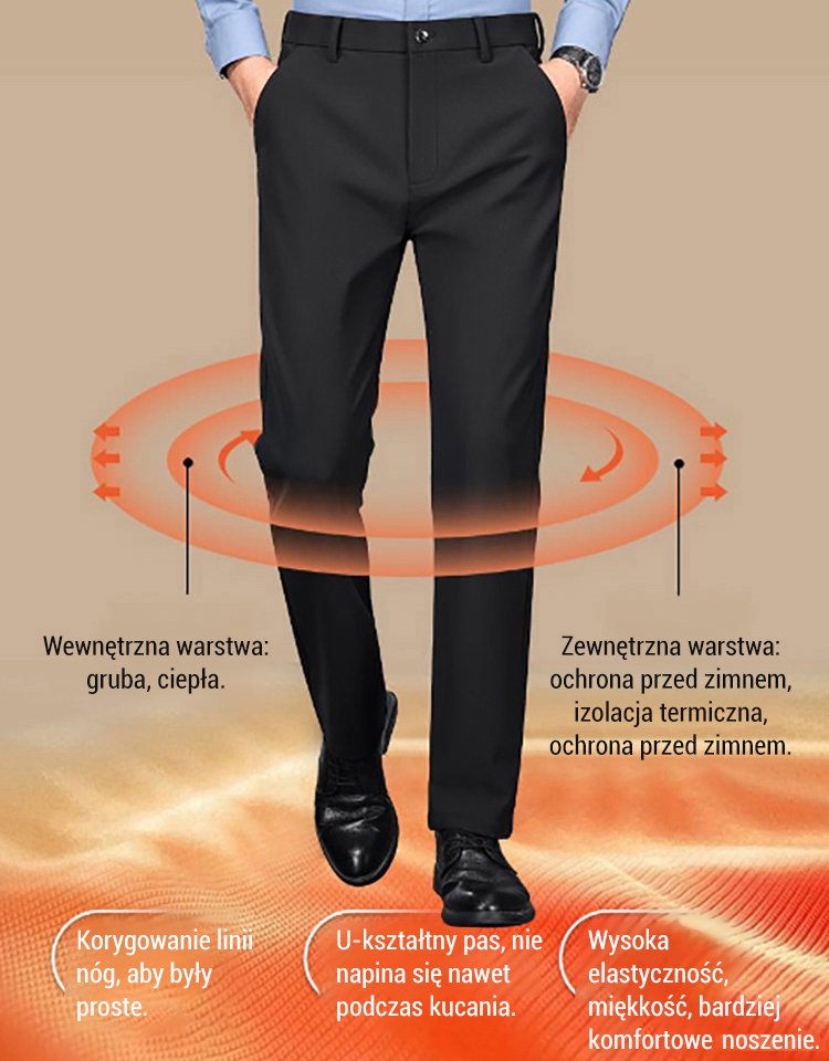 Wysokiej jakości spodnie garniturowe ocieplane