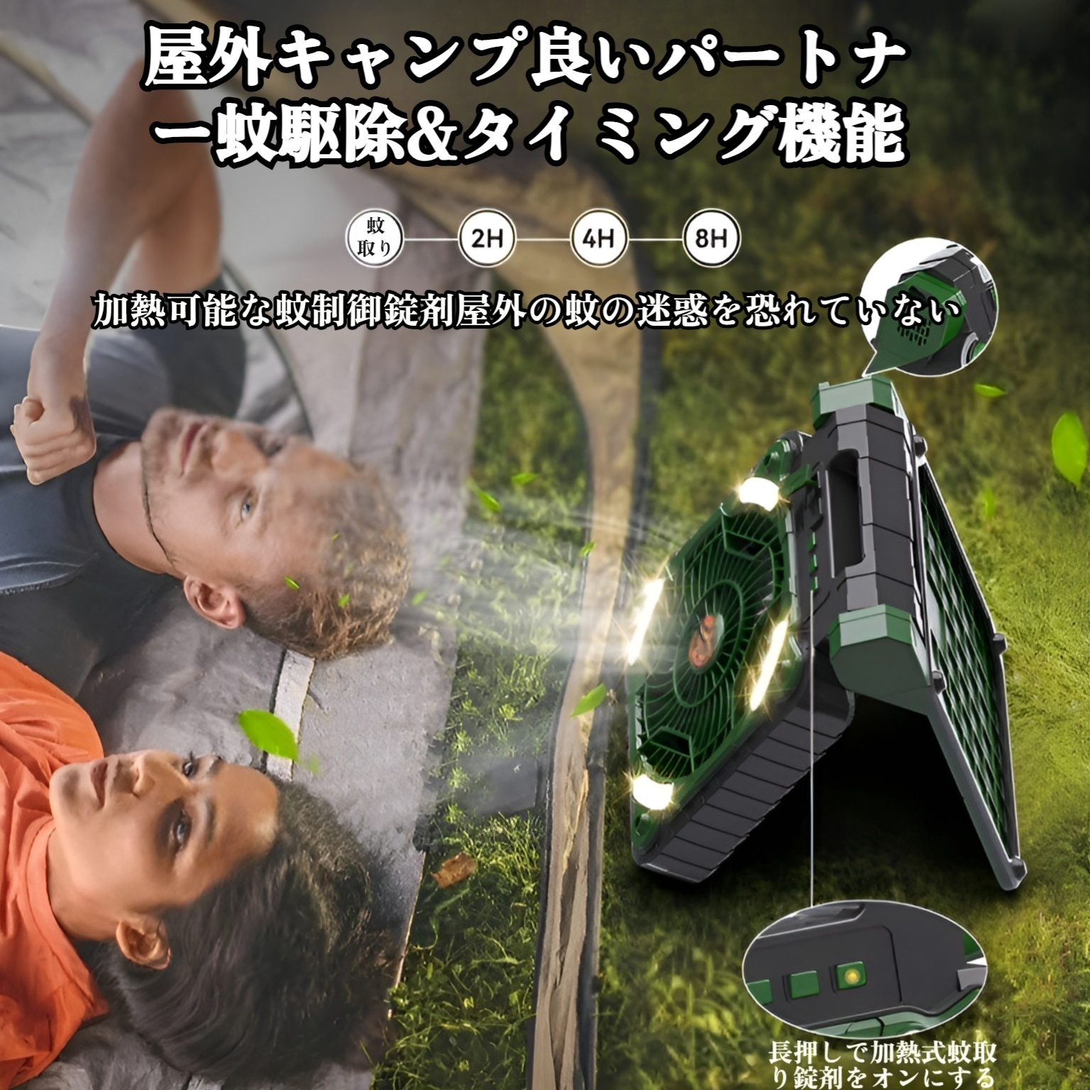 ソーラーファン、キャンプ用テント、小型ファン、充電式ナイトライト、ミニファン、ポータブルパワーバンクファン、屋外キャンプ用ファン
