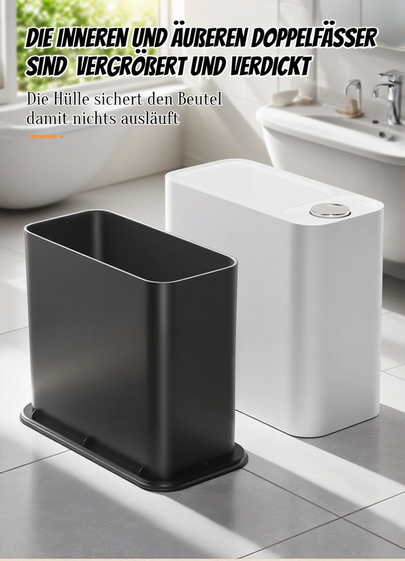 Schmalschlitz-Mülleimer hält Hände sauber