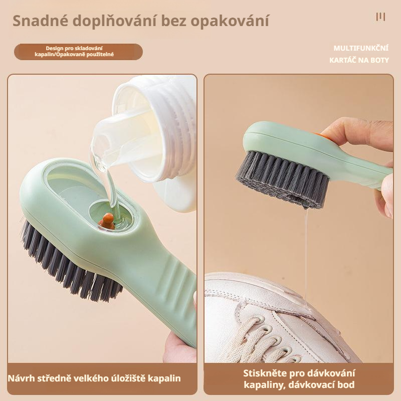 Speciální profesionální tekutý kartáč na čištění bot, měkké štětiny nepoškozují