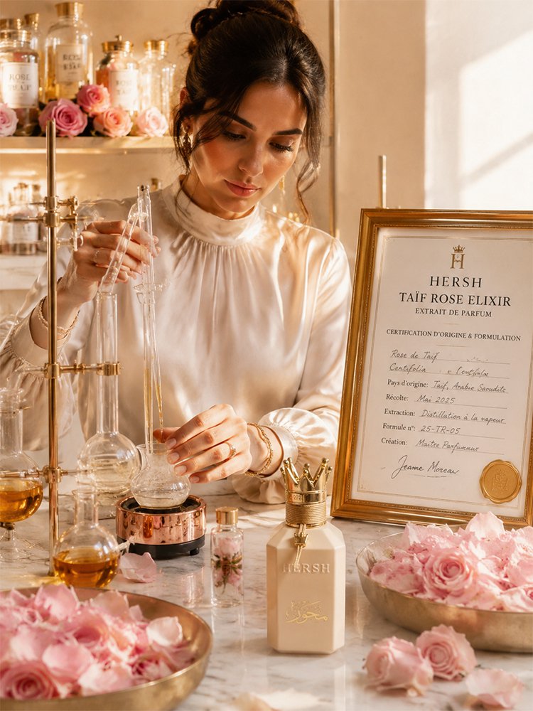 عطر نسائي راق جذاب مع زجاجة بديعة وغطاء فاخر بتصميم تاج