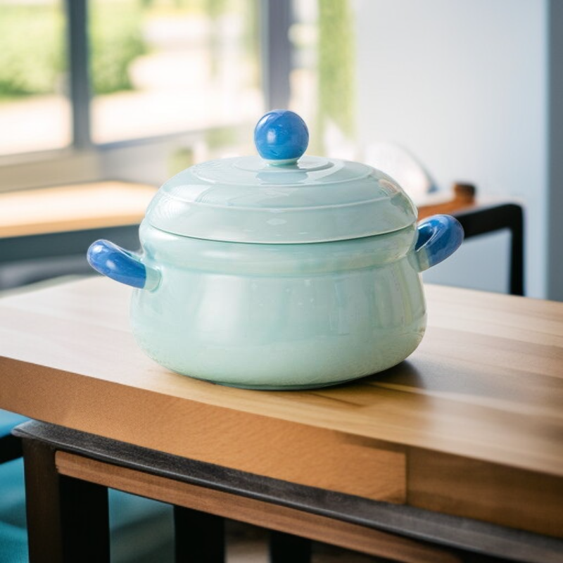 Wysokiej jakości miska ceramiczna z pokrywką do zupek błyskawicznych, styl niszowy