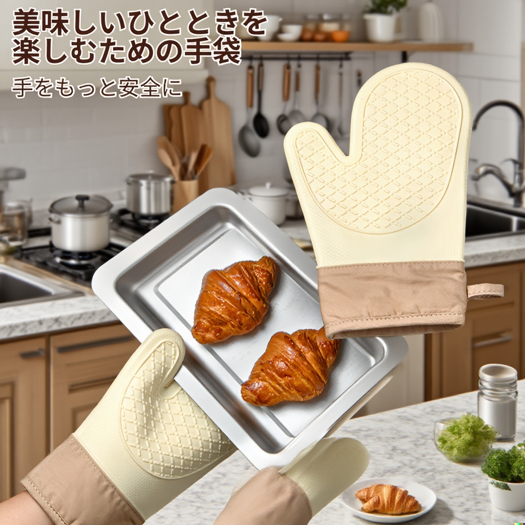 料理用グリル手袋を着用した調理シーン