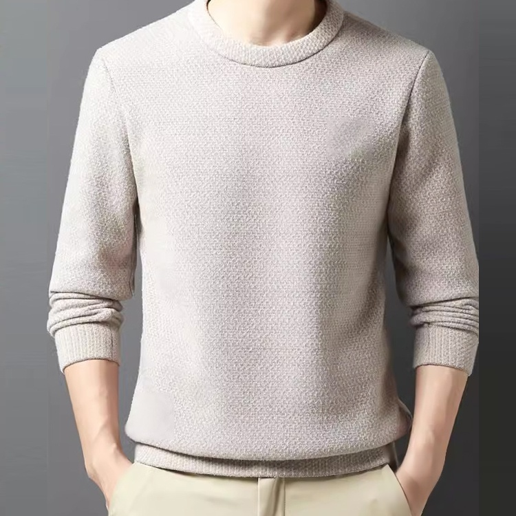 Men's round neck thick fleece sweatshirt