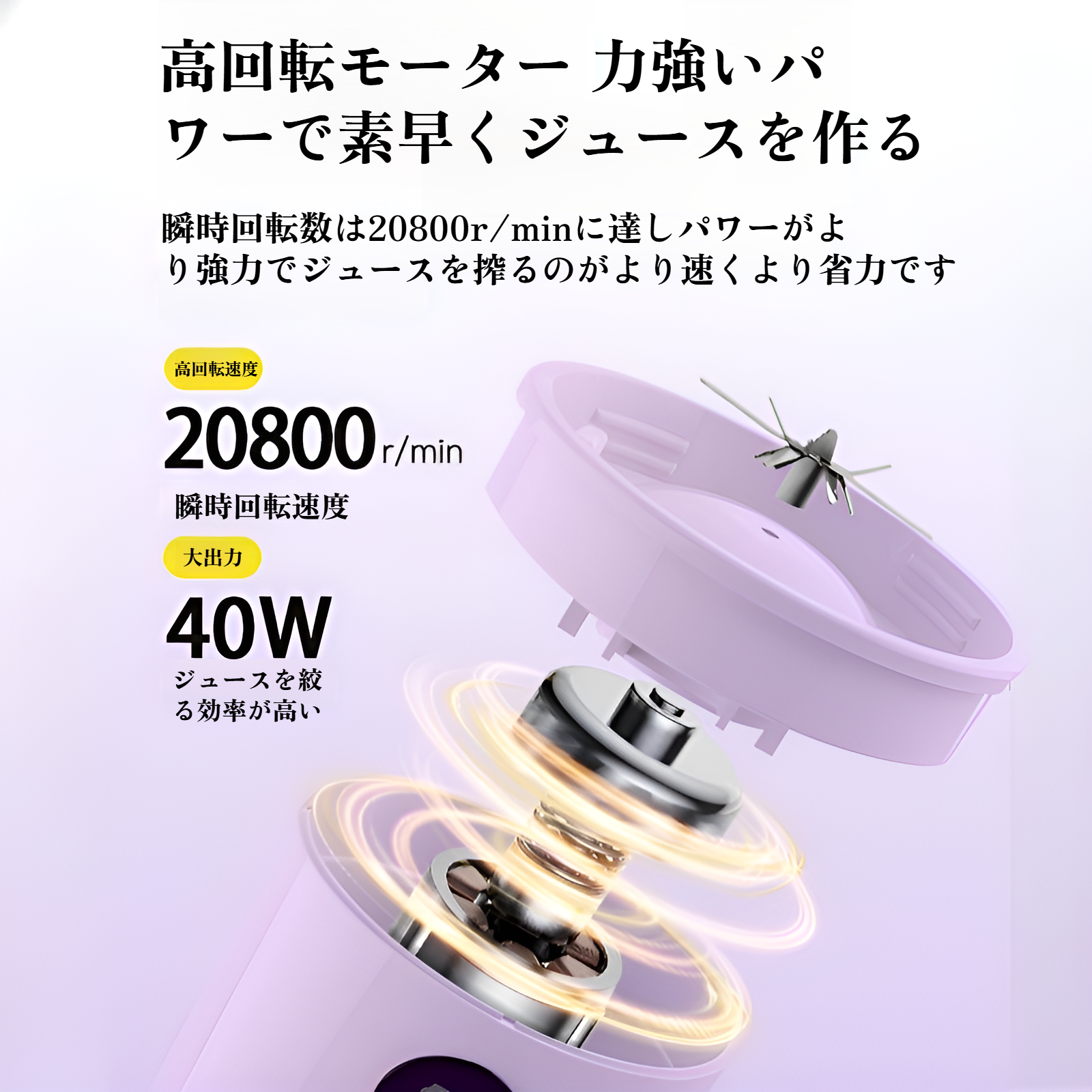 ジューサー ミキサー 小型 【2025革新強化版】スムージー 氷も砕ける 野菜 果物 離乳食用 栄養補充 一台多役 一人用 充電式 お手入れ簡単 22000回転バッテリー 持ち運びやすい Type-C