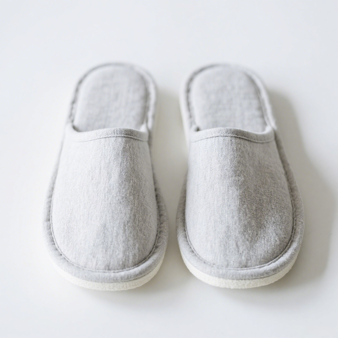 快適で通気性抜群なコットンリネンスリッパのアップ画像
