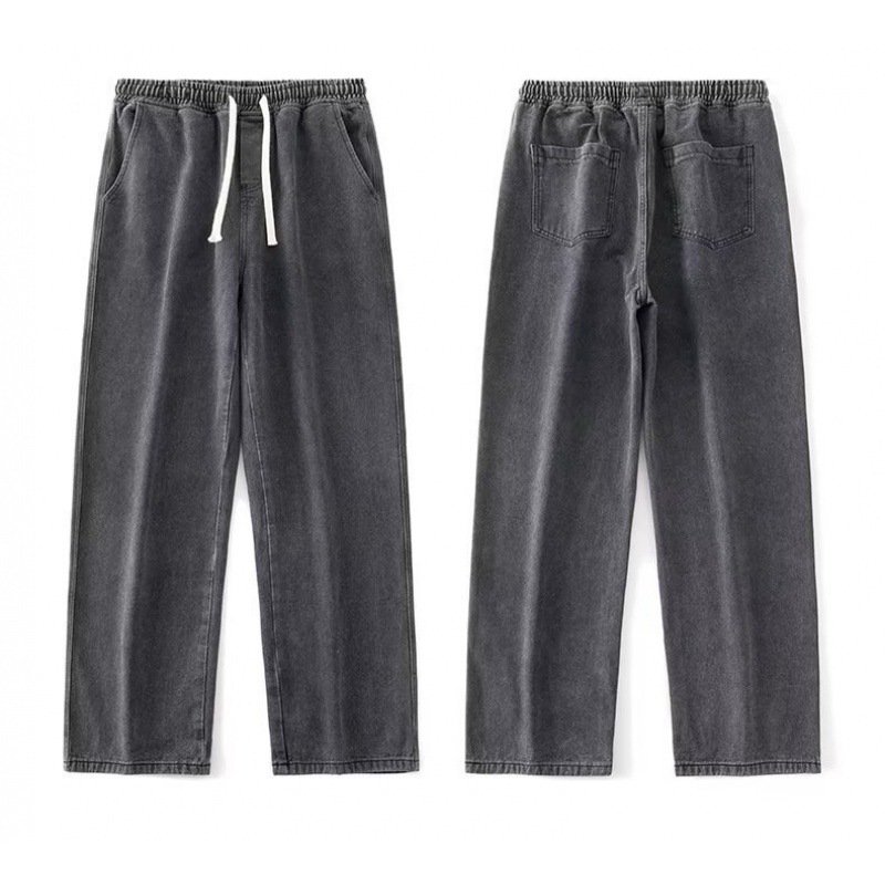 レトロジーンズメンズストレートルーズパンツ大きいサイズカジュアルパンツトレンディワイドレッグパンツ
