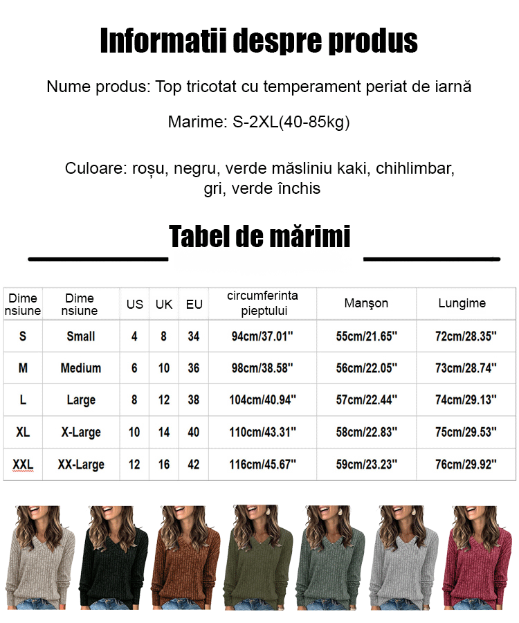 Top tricotat cu temperament periat de iarnă