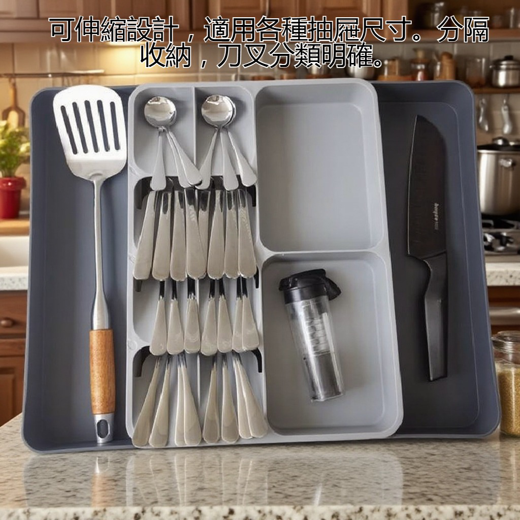可伸縮廚房刀叉分隔收納盤