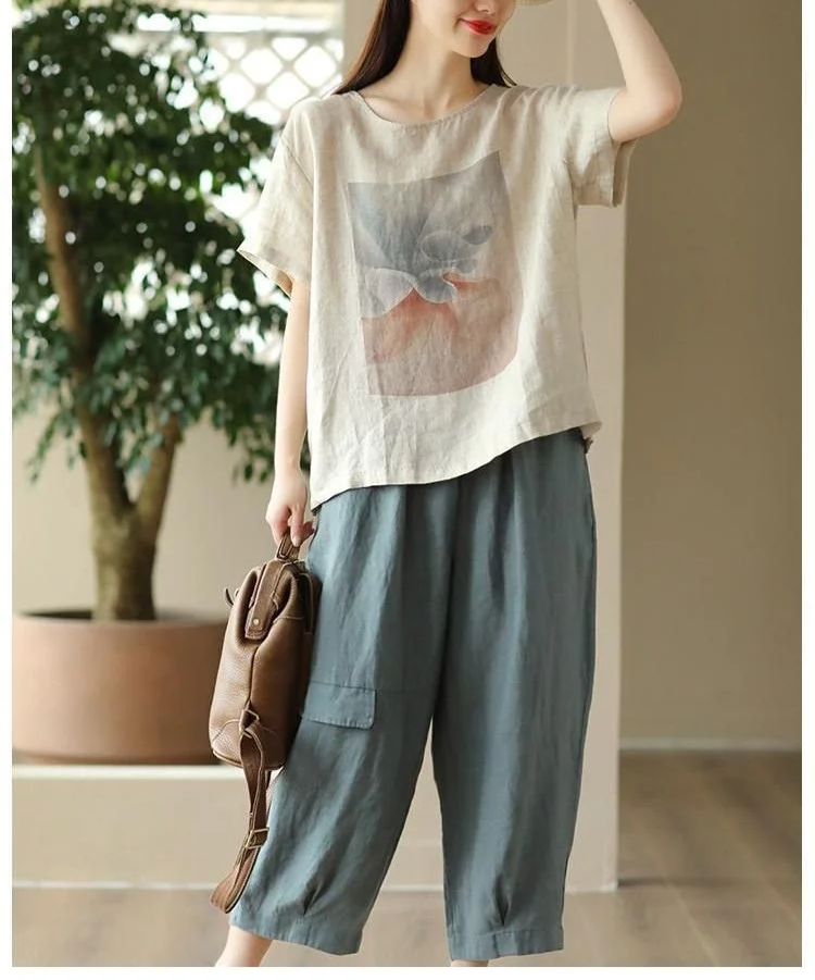 トレンド感あるレトロプリントTシャツ着こなし例