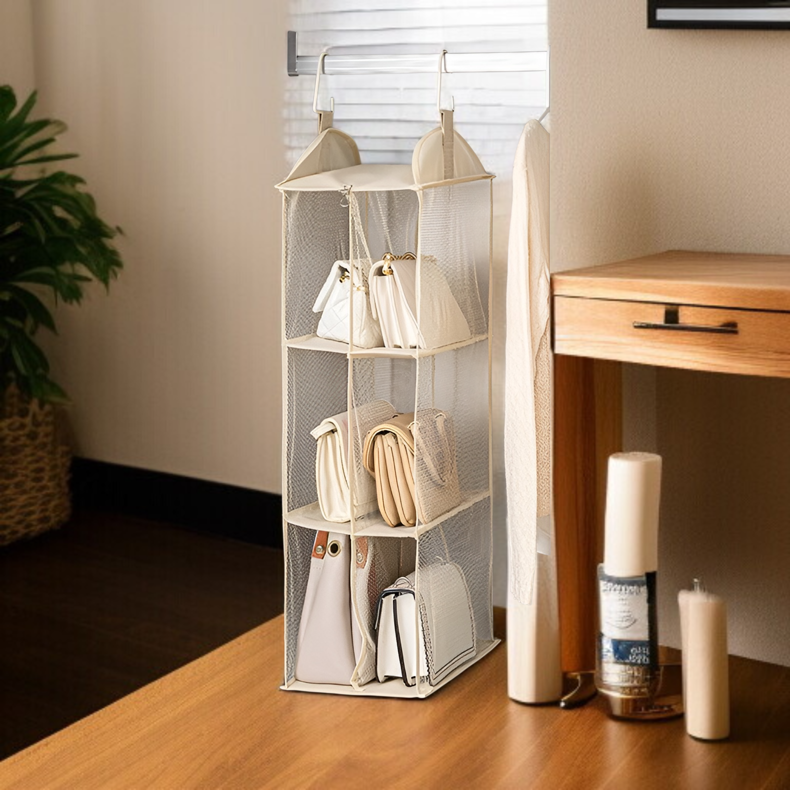 Taschenaufbewahrung Artefakt Kleiderschrank mehrschichtig Hängeaufbewahrung zweireihig Hängetasche T