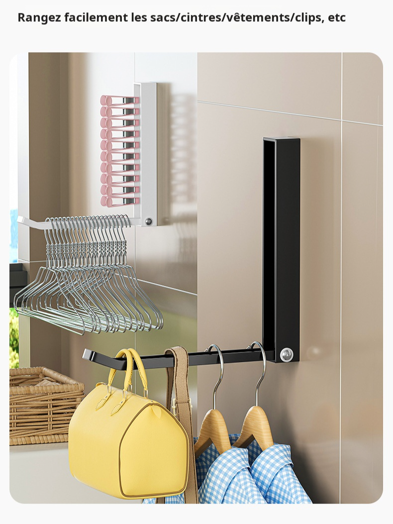 Cintre pliable sans trous, support de rangement, organisateur mural de maison, artefact de balcon, c