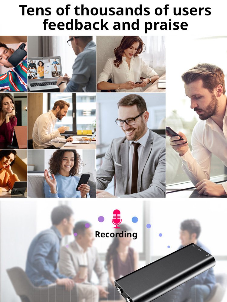 [300 hours of battery life] One-button hidden voice recorder