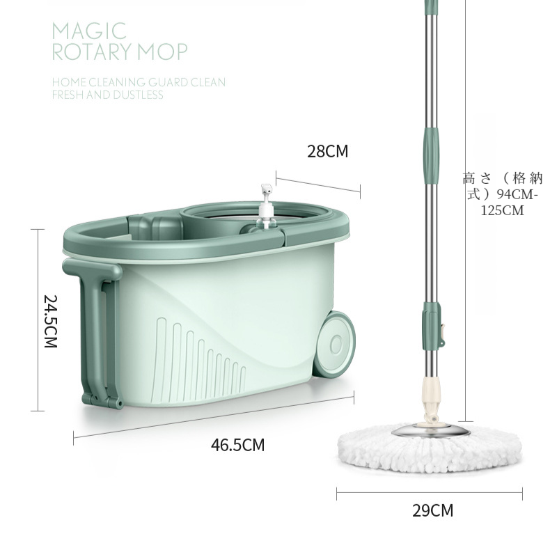 大型モップバケツモップ耐食トロリーアーム長さ調節可能細繊維綿ヘッド家庭用