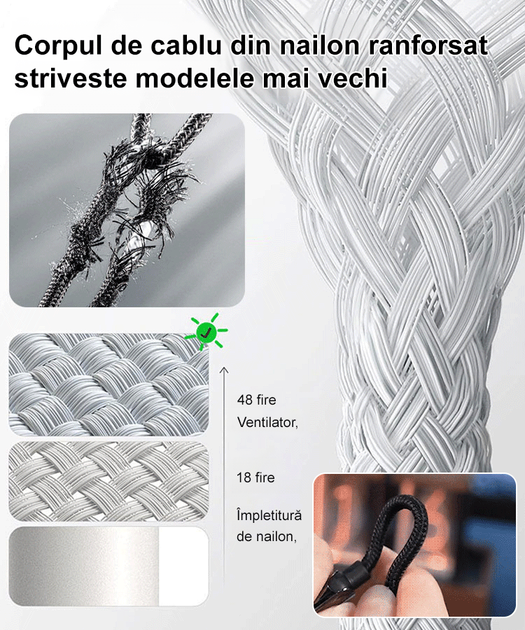 Cablu de date 3-în-1 cu încărcare super rapidă și iluminare transparentă