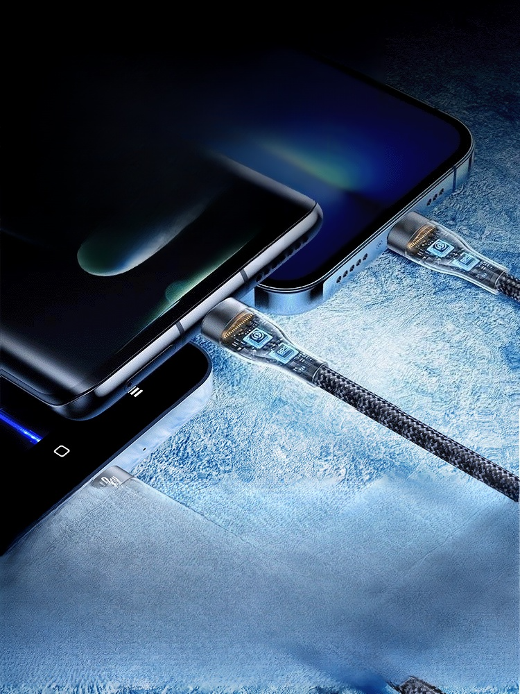Transparent Luminous Super Fast Charging 3-in-1 Data Cable