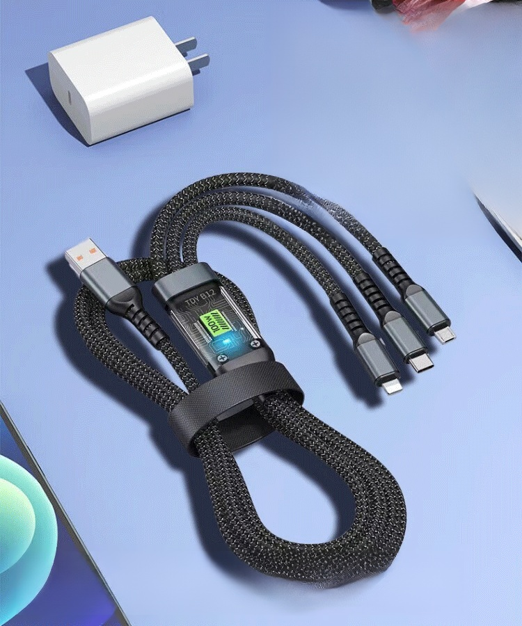 Transparent Lighting Super Fast Charging 3-in-1 Data Cable
