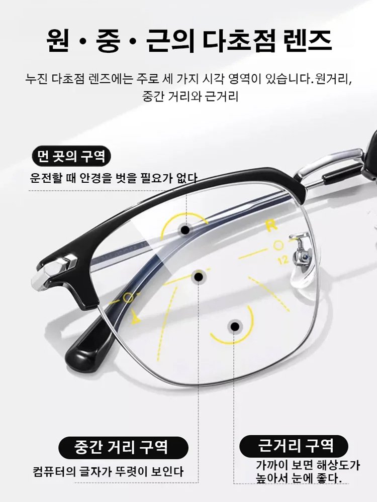 자동 초점 광감 변색 블루라이트 차단 노안 안경