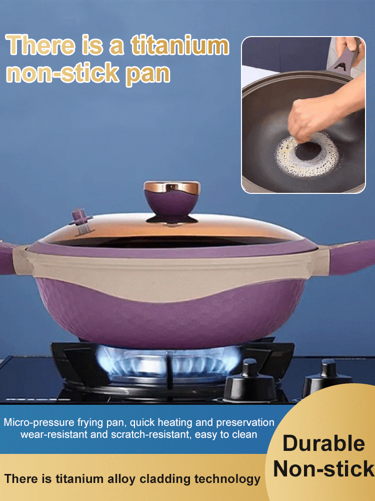 Fourth generation gold titanium two-color non-stick frying pan 