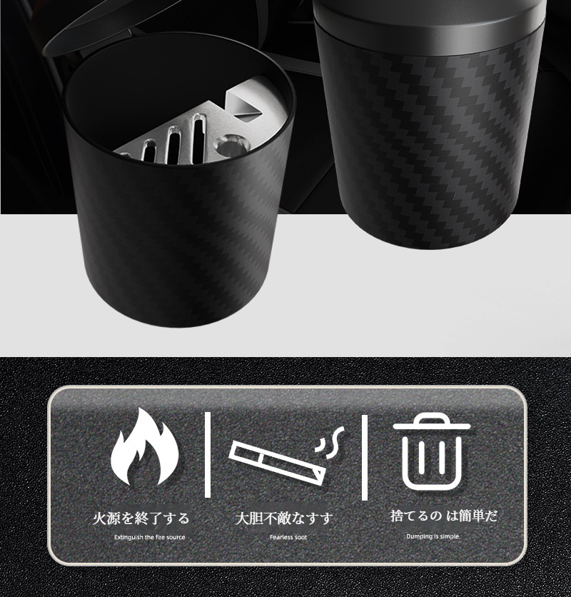 車内で使えるフタ付き灰皿を設置した様子