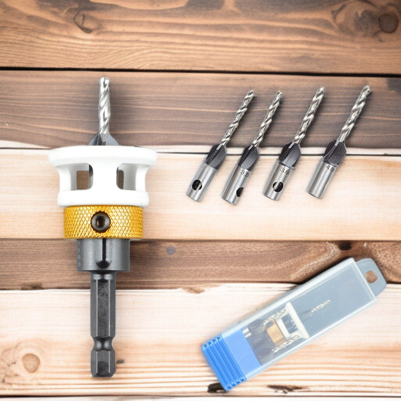 Broca avellanadora de cuatro filos con cabezal de aleación y orificio cónico JMY Woodworking Limited