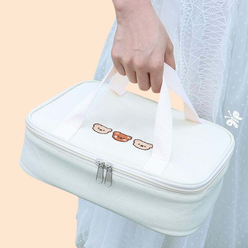Cherry Bearの高価値ランチボックスバッグ、ポータブル、手持ち、オフィスワーカー、大容量収納、ランチバッグ、ピクニックバッグ