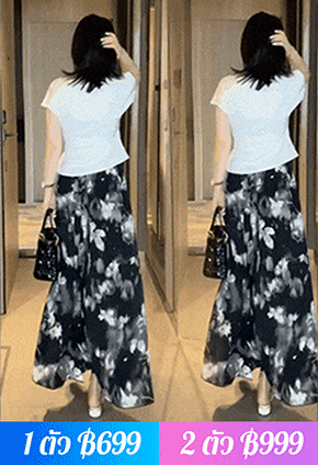 กางเกงกระโปรงผ้าไหมเย็นเอวสูงลำลองของผู้หญิง
