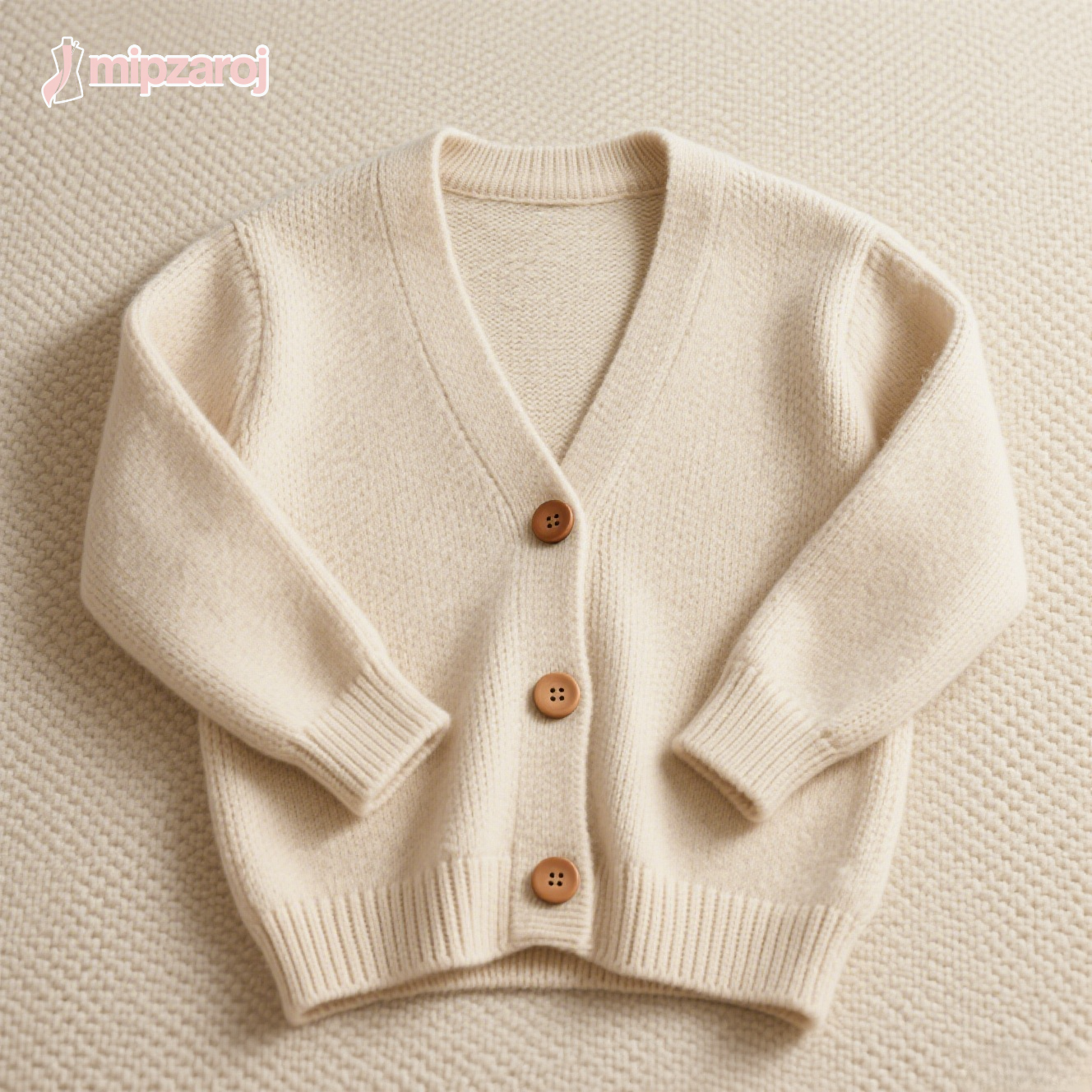 ベージュのニットカーディガン