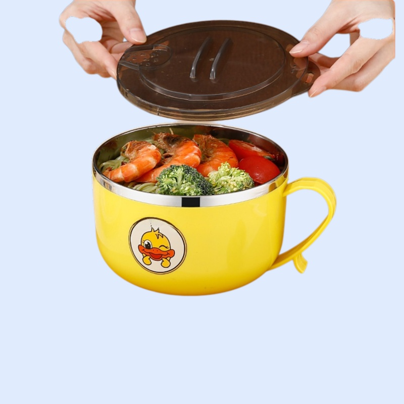 وعاء معكرونة فورية من الفولاذ المقاوم للصدأ 304 مع غطاء وعاء معكرونة فورية للطالبات