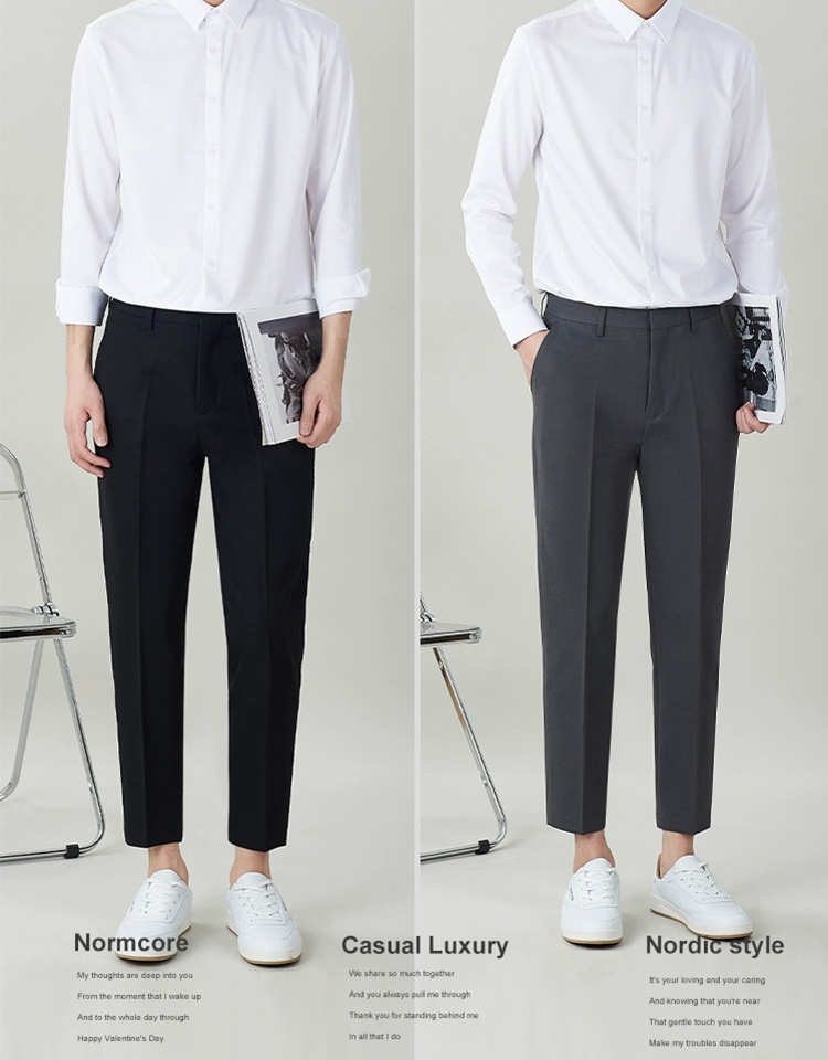 넌 아이언 및 링클프리 9부 정장 바지