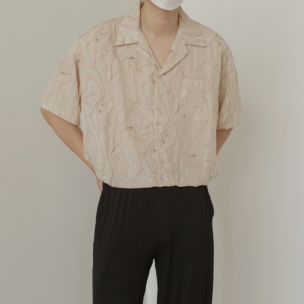 여름 남자 실키 셔츠 디테일