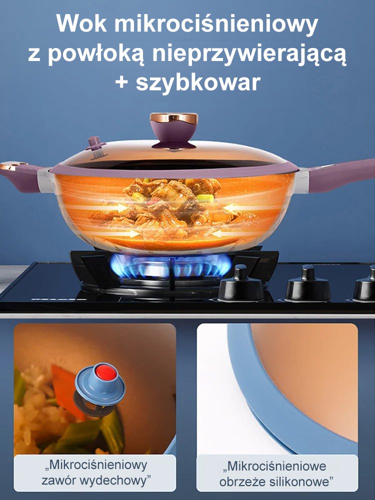 Dwukolorowy tytanowy nieprzywierający wok