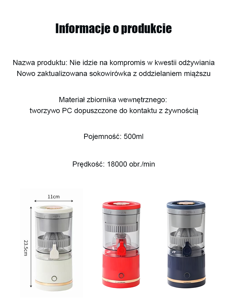 【Nie idzie na kompromis w kwestii odżywiania】Nowo zaktualizowana sokowirówka z oddzielaniem miąższu
