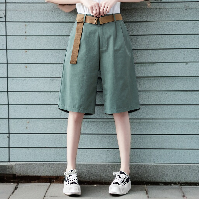 통 Mm 5부 와이드 팬츠 오버핏 플러스 와이드 팬츠녀 캐주얼 면 슬림 와이드 팬츠