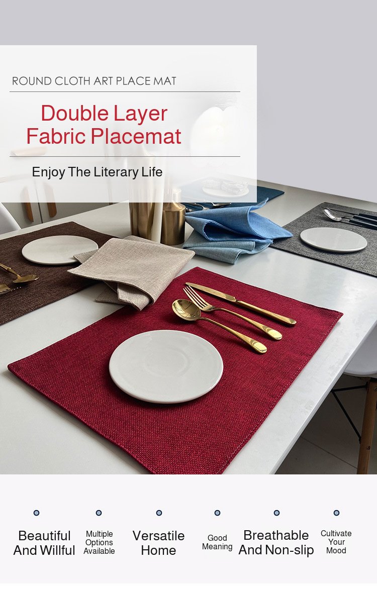 Double-layer imitation linen placemats on dining table