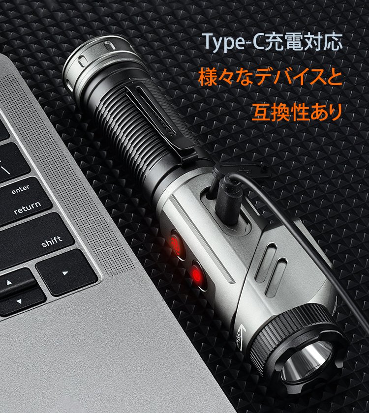 回転ヘッドデュアル光源付き高性能マグネット式強力懐中電灯